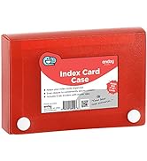 Enday Index Card Holder Red, 3x5 Note Flash Card Organizer Case, File Box with 5 Dividers, Noteca...