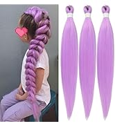 Light Purple Kids Braiding Hair Pre stretched for Halloween Cosplay Lavender Braiding Hair Extens...