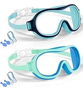 Aegend 2 Pack Swim goggles for Kids 3-15, Anti-Fog Anti-UV Wide Vision Waterproof, No leak Swimmi...