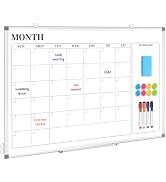 DOLLAR BOSS Dry Erase Calendar for Wall, 24''x 18'' Magnetic Whiteboard Monthly Planner, Double-S...