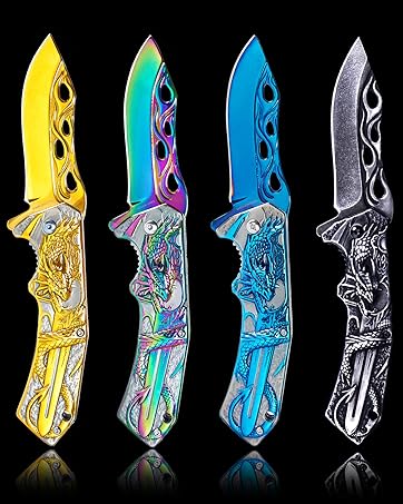 Pocket Folding Knife for men EDC knife 3D DRAGON knife