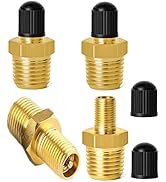 Tire Valve Stem Caps, 4Pcs Anti-Corrosion Brass Schrader Valve with 1/4 Inch Male NPT Standard Th...