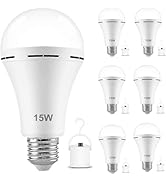 garageangle 6Pack Rechargeable Emergency 15W LED Light Bulb,Battery LED Bulbs Light 150W Equivale...