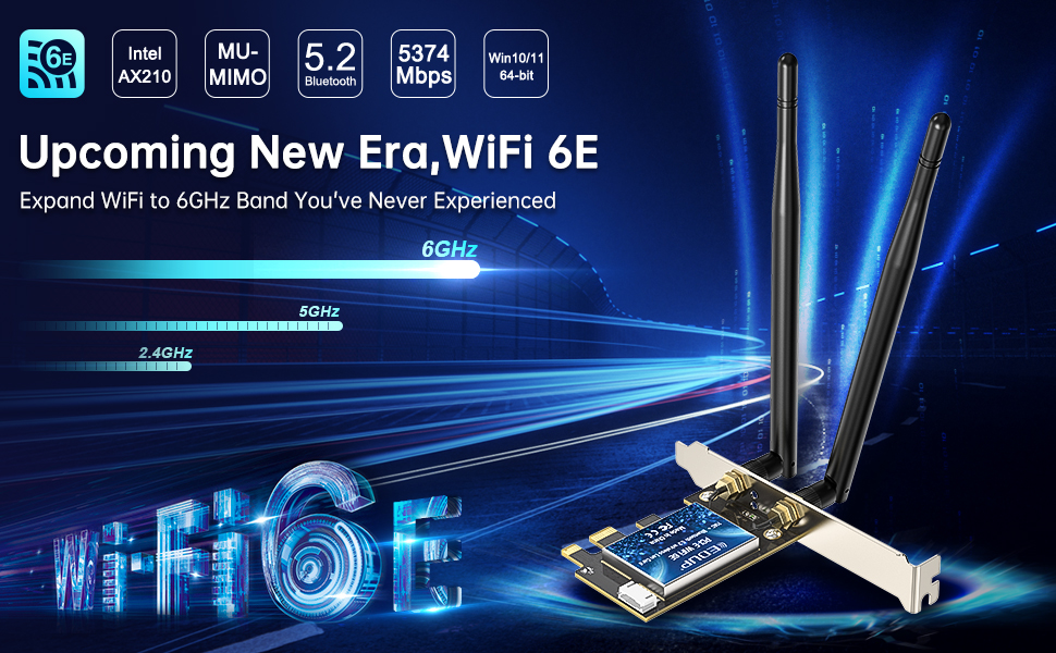 PCIE Wi-Fi 6E AX210 PCIe Network Card Bluetooth 5.2