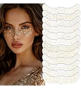 12PCS Glitter Freckles Face Tattoo, Gold Sparkle Freckles Makeup Patches for Women Girls, Waterpr...