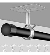 MUAKIOY No Drill Ceiling Mount Rod Brackets, 6-Pack Heavy Duty Self Adhesive Holders, Adjustable ...