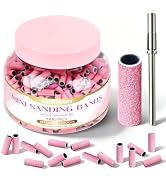 SALVMARY Mini Sanding Bands for Nail Drill 180 Medium Grit, Pink 600 Pcs | with mandrel drill bit...