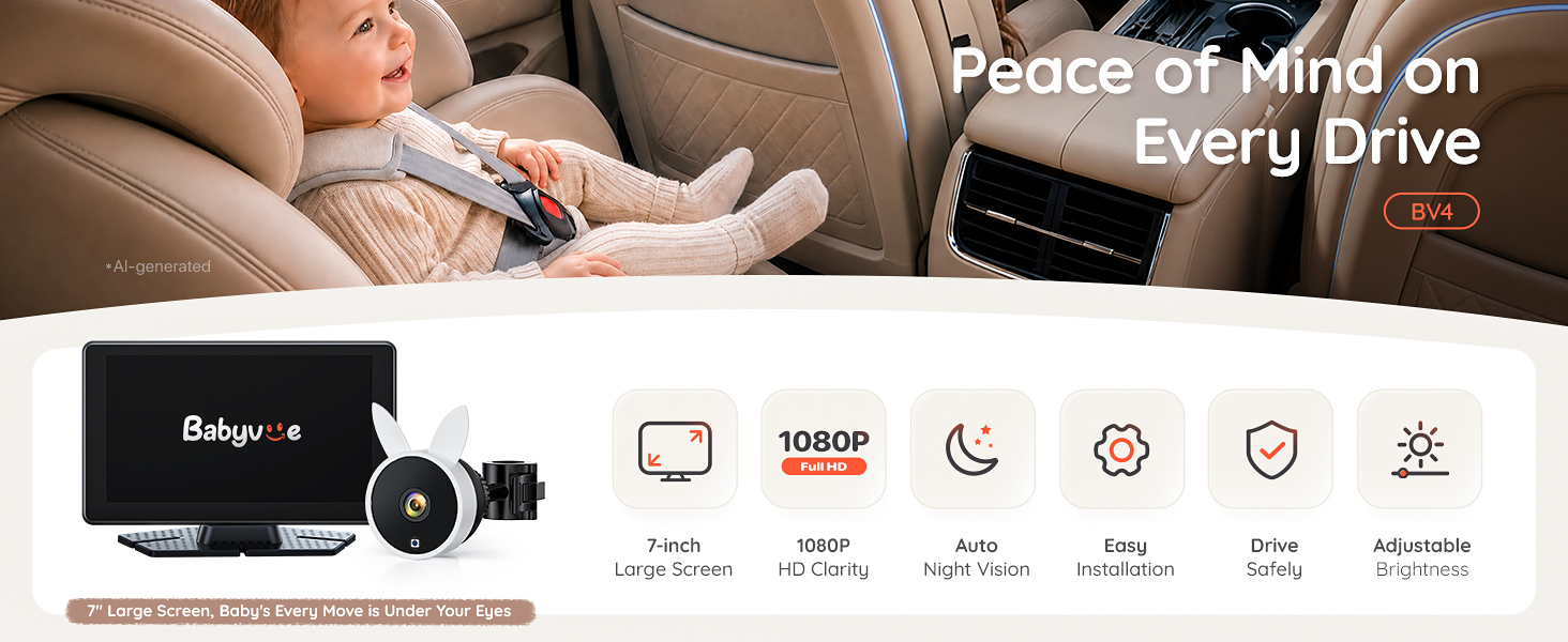 see your kids clearly just a glance with 7" large IPS screen