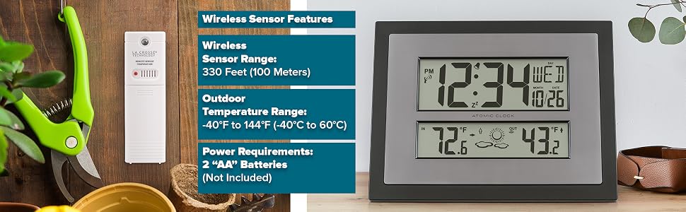 Lacrosse, la crosse, 512-65937-INT, atomic, clock, weather, forecast, digital, temperature, time