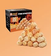 HGD Fire Starter(20pcs), Natural Charcoal Starters, Firestarters for Indoor Fireplace, BBQ, Campf...