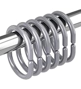Amazer Grey Shower Curtain Hooks Rings, 24 Pcs Plastic Shower Curtain Rings, Plastic Shower Curta...