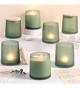 DARJEN 12 Pack Frosted Green Candle Jars for Making Candles- 9 OZ Empty Glass Candle Making Jars ...