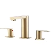 Gold Bathroom Faucet 3 Hole, Widespread Bathroom Faucet Brushed Gold, 2-Handles 8 Inch Centerset ...