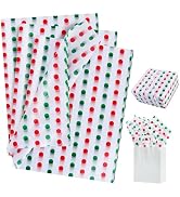BEISHIDA Red and Green Dots Christmas Tissue Paper Bulk,Dots Wrapping Tissue Paper for Gift Bags,...