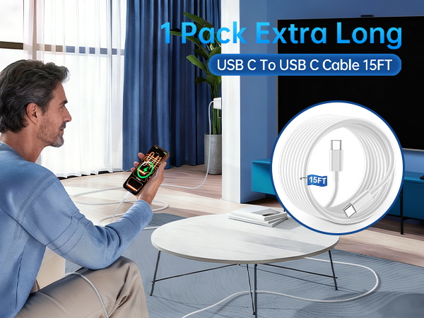USB C To USB C Cable 15FT