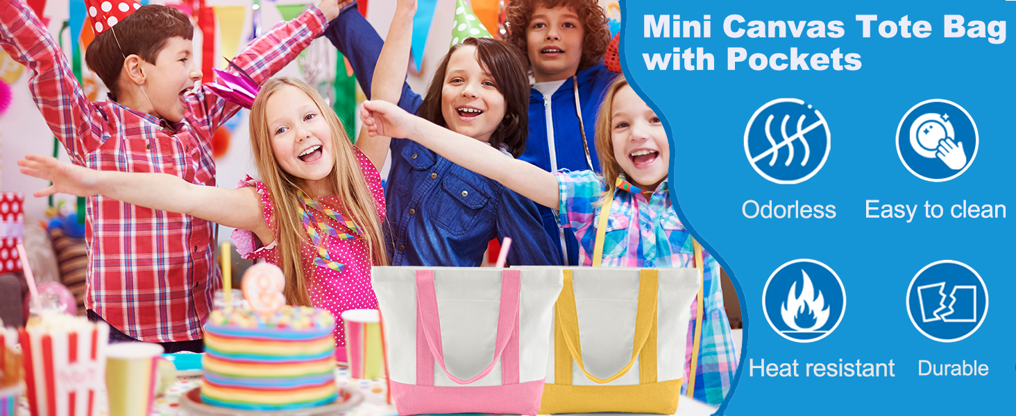 Mini Canvas Tote Bag with Pockets