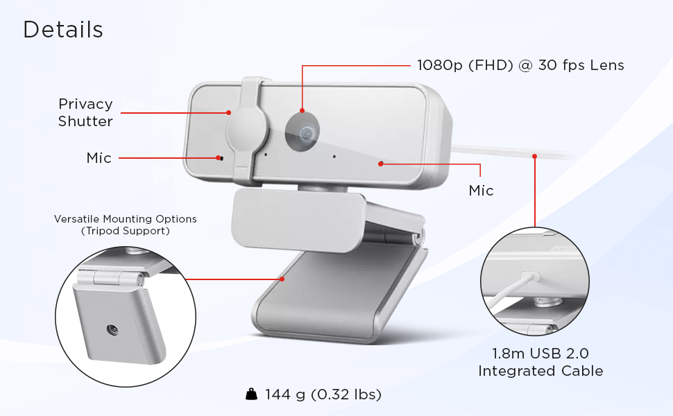 Lenovo 310 FHD Webcam White