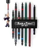 Rack-A-Tiers Rough-In Bit Kit - 7 piece Electrician's Robertson Driver Bit Set, double ended impa...
