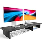 HUANUO Dual Monitor Stand Riser, Monitor Stand Riser with Cable Clip, Computer Monitor Stand for ...