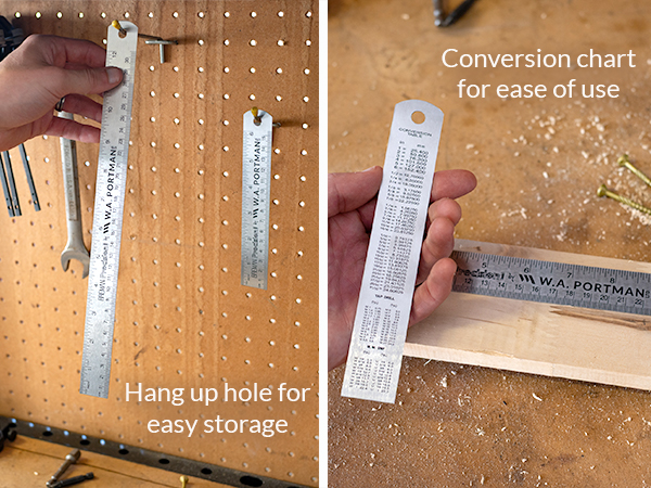3-pack Metal Ruler Set Accurate Measurements Conversion Chart