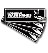 iSYFIX Employees Must Wash Hands Stickers – 2 Pack 9x3 Inch – Premium Self-Adhesive Vinyl Laminat...