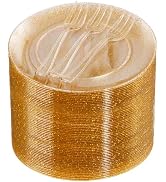 Festiva 200Pcs Gold Glitter Plates with Plastic Forks-Plastic Dessert/Cake Plates Disposable for ...