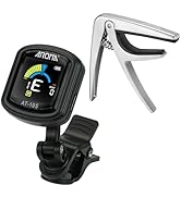 Aroma Guitar Tuner and Capo Bundle, Rechargeable Chromatic Tuner Clip On with Quick Release Capo ...