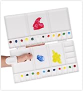 Transon Paint Palette Box 33 Wells for Mixing Gouache, Acrylic and Oil Paint with 1 Paint Brush