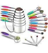 Measuring Cups & Spoons Set of 21 - Wildone Stainless Steel Measuring Cups and Spoons with Colore...
