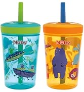 Nuby Thirsty Kids Super Sipper No-Spill Toddler Cup with 360° Silicone Valve & Swivel Straw - (2 ...