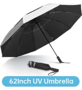 Fulynmen 62 Inch UPF 50+ UV Umbrella Sun Umbrella UV Protection Golf Umbrella, Windproof Double C...