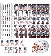 SHANGXING 328 Pcs American Flag Helmet Number Stickers, Red White Blue Patriotic Sports Helmet Nu...