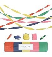 AOBKIAT Colorful Streamers Party Decorations,5 Rolls Vintage Rainbow Crepe Paper Streamers for Bi...