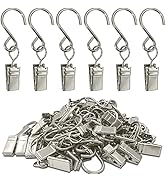 AMZSEVEN Stainless Steel S Hooks Curtain Clips, 50 Pack Hanging Party Lights Clips, Hangers Gutte...