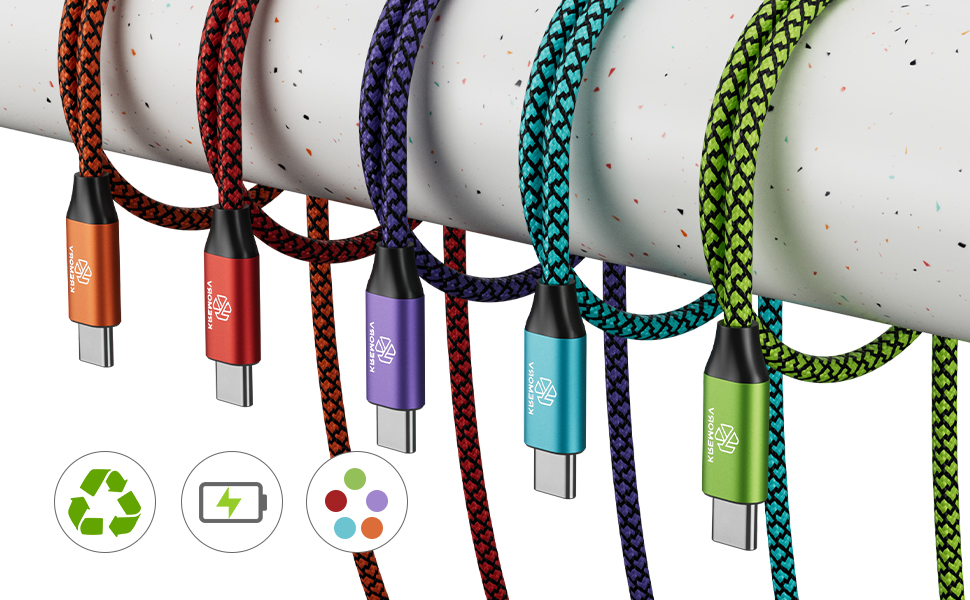 5-Pack 10ft USB A to Type C Cable