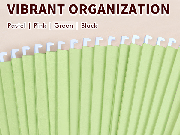 green hanging file folders