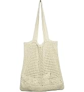 WantGor Crochet Bags, Beach Mesh Tote Bag Womens Shoulder Shopping Handbag Casual Travel Totes Ba...