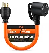 PLIS 30 Amp RV Generator Adapter, NEMA L5-30P Twist Lock to TT-30R | 125V 30A Heavy Duty Generato...