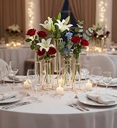 Gold Vases for Centerpieces, Test Tube Flower Vase with 5 Test Tubes, Gold Flower Vase with Metal...