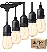 Svater Outdoor String Lights 150FT, E26 Socket, 48pcs S14 Shatterpoof Bulbs, 1 Watt Dimmable 2700...