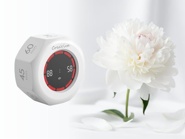 Creaviva digital visual cube timer floral white color