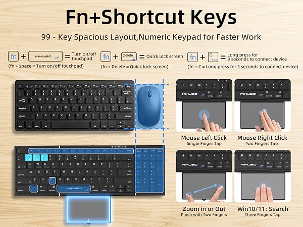 folding keyboard with trackpad