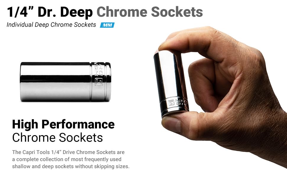 1/4" Dr. Deep Chrome Sockets