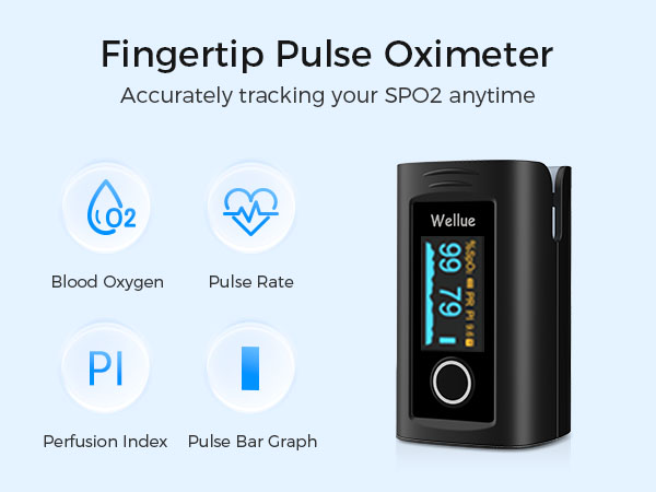 fingertip pulse oximeter oximetry pulse ox oxyen monitor SPO2 meter O2 sat finger alarm alert