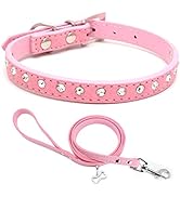 Puppy Collar and Leash with Bling Diamond, Pretty Crystal Sparkly Rhinestone Glitter Jewel Girls ...