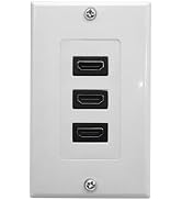 Halokny HDMI Wall Plate 3 Port, HDMI Female Coupler Component Composite Wall Outlet Mount Socket ...