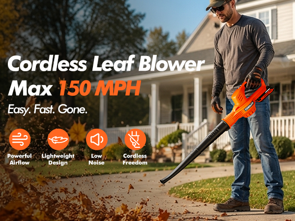 LAZYBOI Leaf Blower Cordless with Battery and Charger