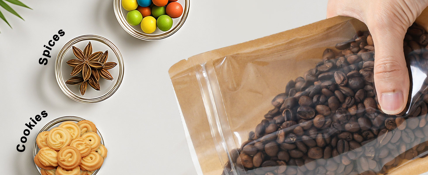 Kraft Bags With Window Clear Front Pouches