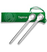Tapirus - 9.4-inch Long Spork & Spoon Set - Long Handle Spork & Backpacking Spoon - Deep Reach, S...