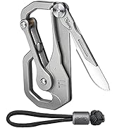 KeyUnity KU00 Titanium Quickdraw Carabiner with Folding Knife, B Shaped EDC Multifunctional Keych...